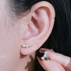 Freshwater Pearl Triple Bar Stud Earrings