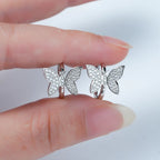 Moissanite Pavé Butterfly Huggie Hoop Earrings