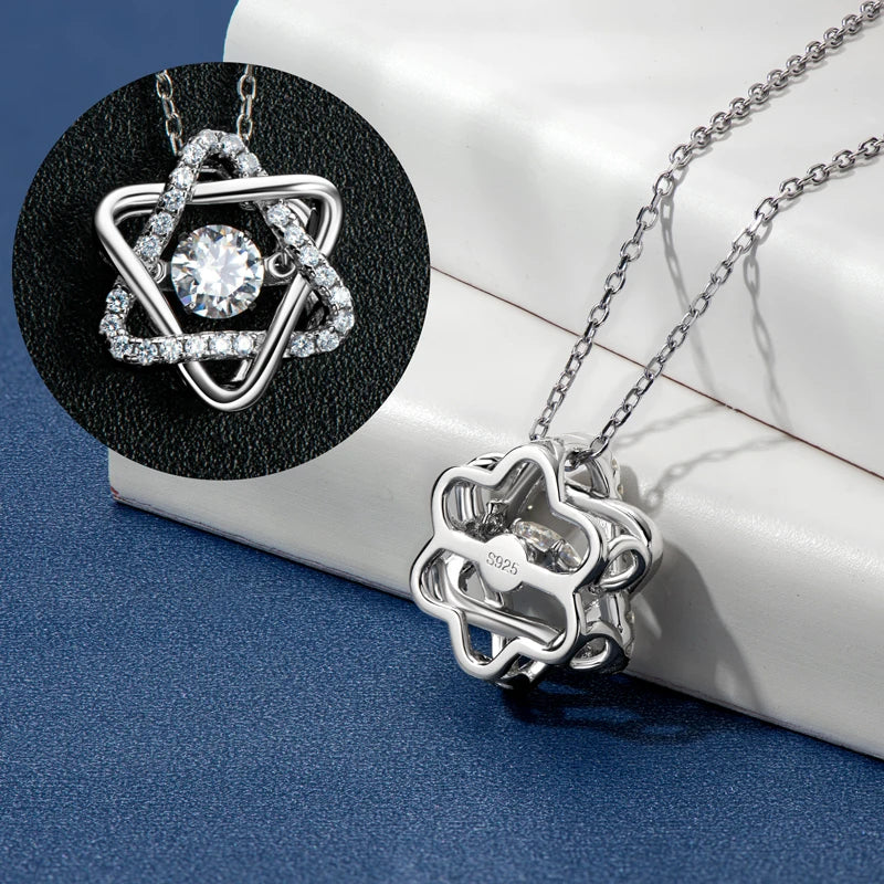 Sterling Silver Dancing Moissanite Star Necklace