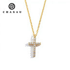 Pave Cross Pendant Necklace with Dainty Chain