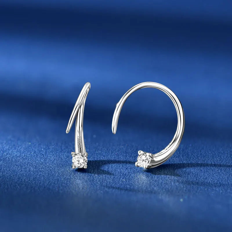 Moissanite Curved Bar Stud Earrings