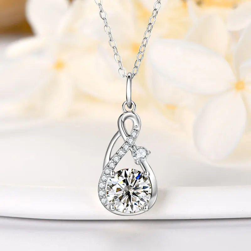 Moissanite Infinity Teardrop Pendant Necklace