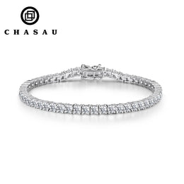 Classic Cubic Zirconia Silver Tennis Bracelet with Box Clasp