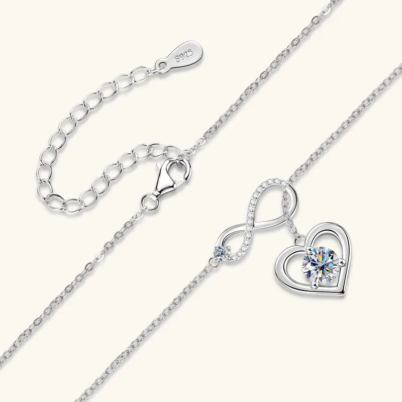 Moissanite Infinity Heart Lariat Necklace