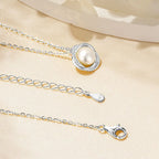Interlocking Rings AAA Freshwater Pearl Pendant Necklace