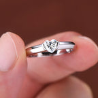 Dainty Heart Solitaire Ring in Silver or Rose Gold