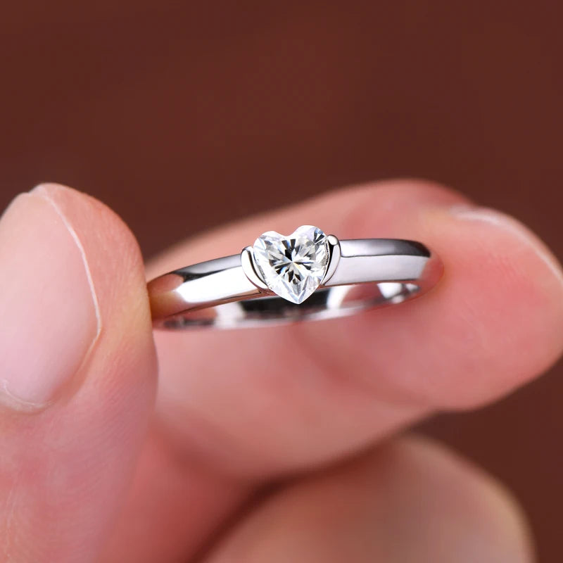 Dainty Heart Solitaire Ring in Silver or Rose Gold