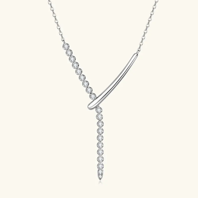 Y-shaped Lariat Necklace with Crystal Line