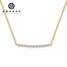 Curved Bar Cubic Zirconia Line Necklace