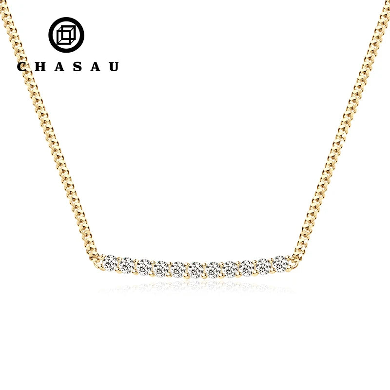 Curved Bar Cubic Zirconia Line Necklace