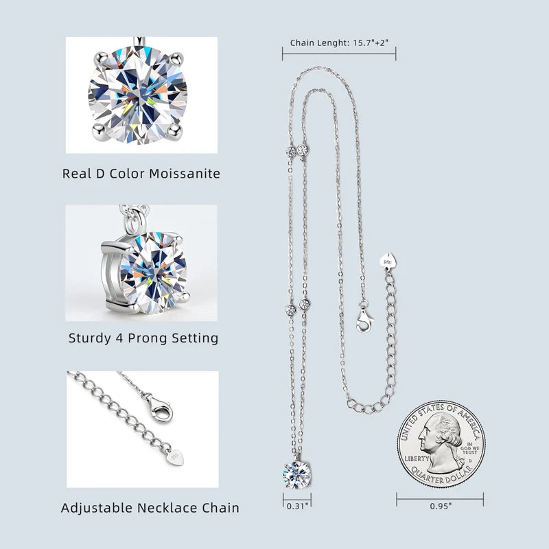 2ct Moissanite Four-Claw Solitaire Necklace