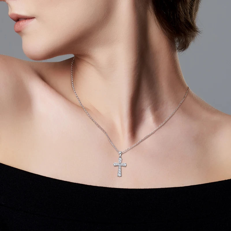 Pave Cubic Zirconia Cross Pendant Necklace