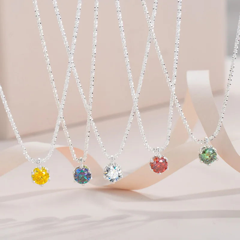 1ct Colorful Moissanite Solitaire Pendant Necklace