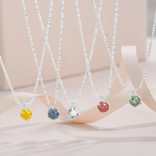 1ct Colorful Moissanite Solitaire Pendant Necklace