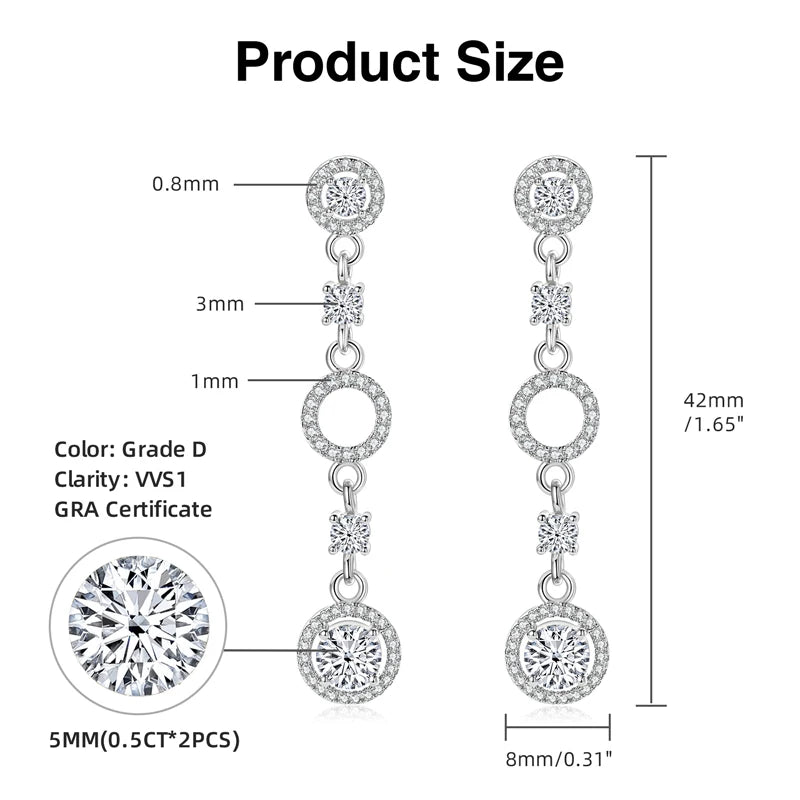 Moissanite Tassel Chain Drop Earrings