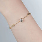 Dainty Round Stone Adjustable Chain Bracelet