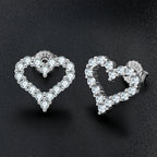 Sterling Silver Moissanite Open Heart Necklace Earrings Set