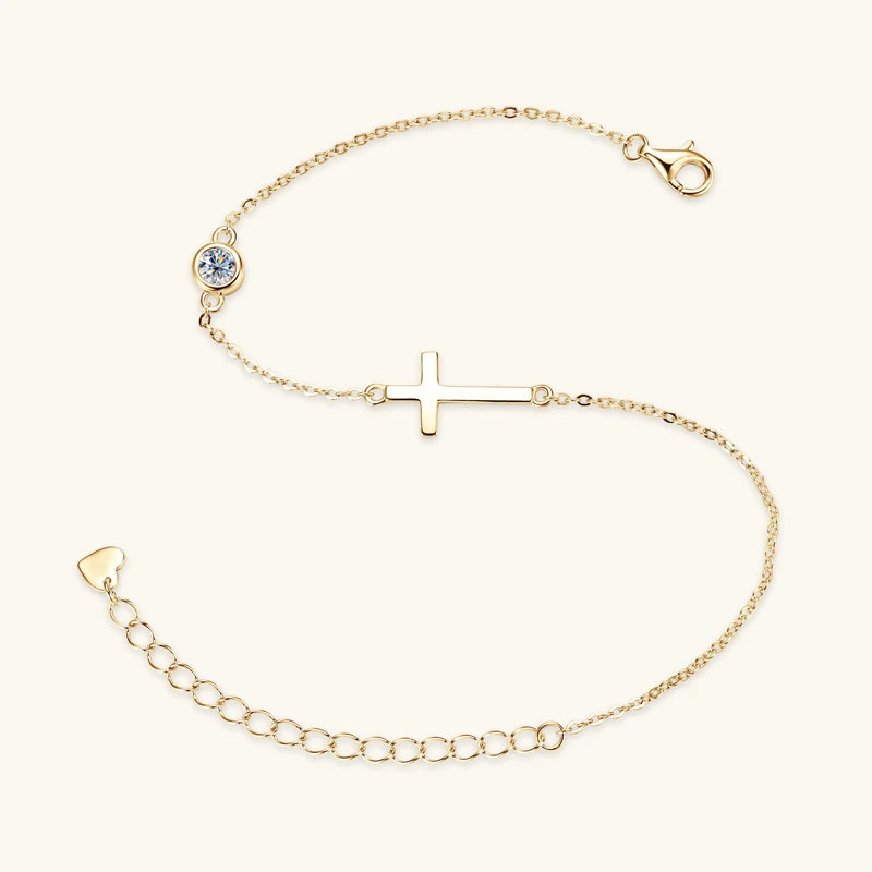 Dainty Cross CZ Adjustable Bracelet for Women