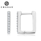 Pave Moissanite Square Hoop Earrings in 925 Silver