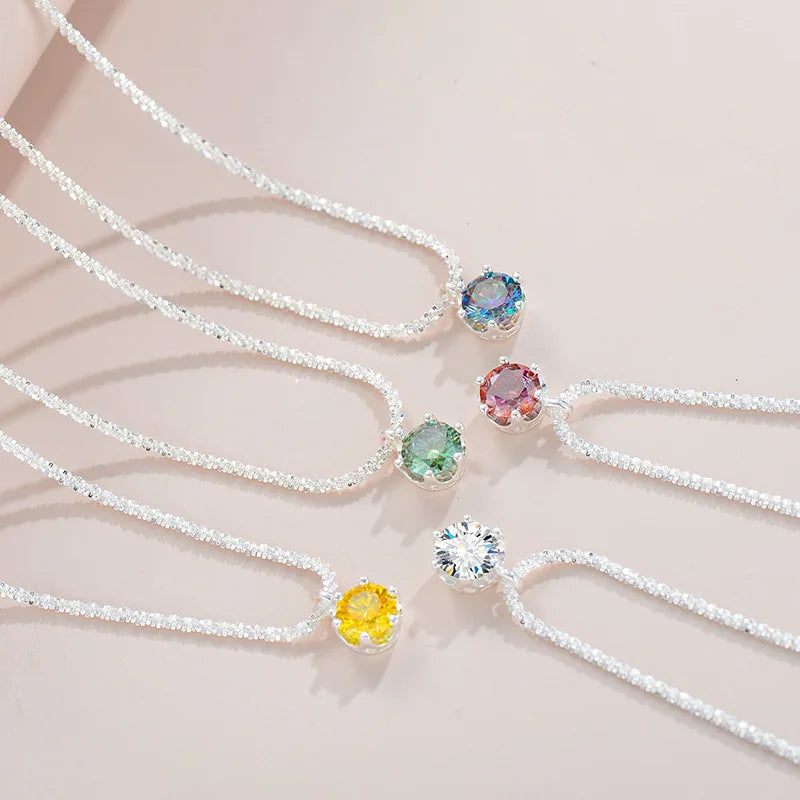 1ct Colorful Moissanite Solitaire Pendant Necklace