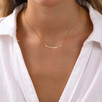 Dainty Smile Bar Gemstone Gold Silver Necklace