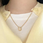 Gold Plated Teardrop Cubic Zirconia Rope Chain Necklace