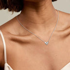 Three Stone Moissanite Heart Necklace