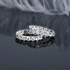 Inlaid Moissanite Hoop Earrings in Sterling Silver