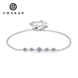 Dainty 5-Stone Moissanite Sterling Silver Bracelet