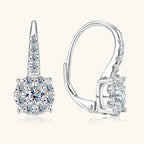 Pave Moissanite Halo Drop Earrings