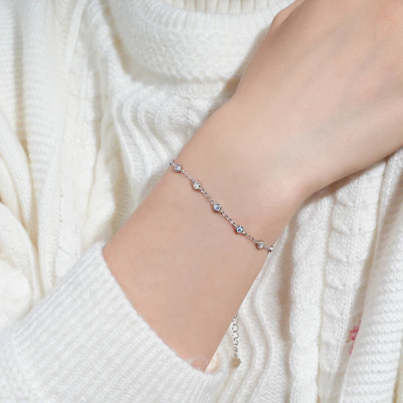 Dainty Bezel Set Gemstone Chain Adjustable Bracelet