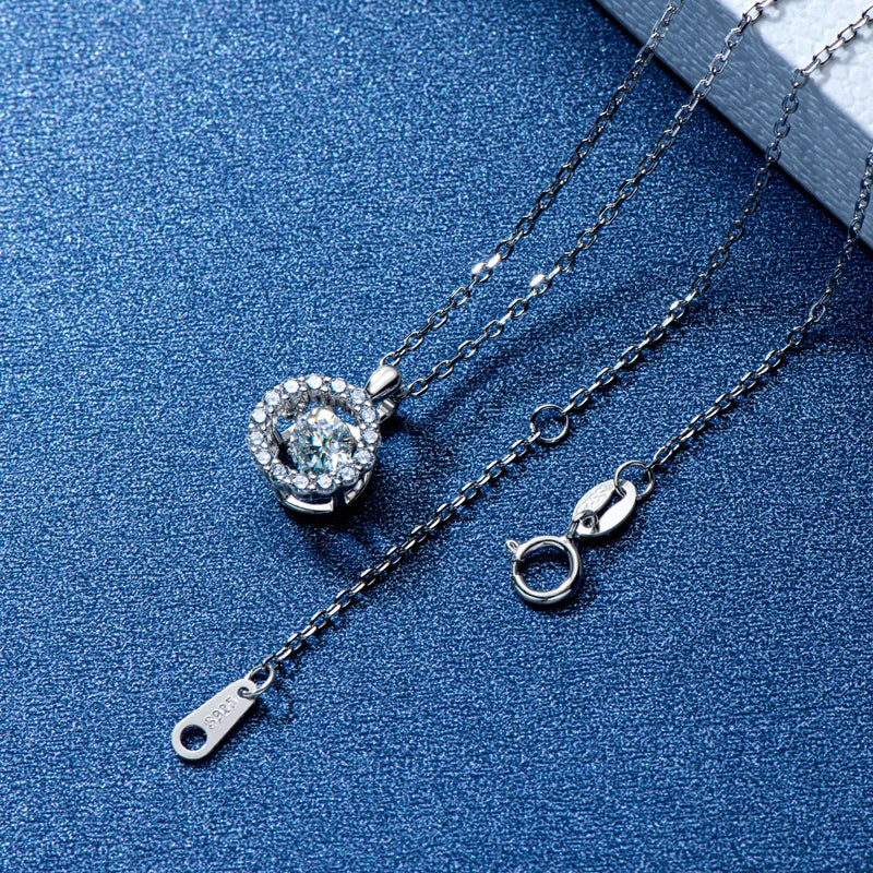 Moissanite Halo Flower Pendant Necklace