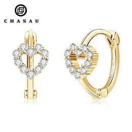 Dainty Heart Moissanite Hoop Earrings in Gold/Silver