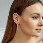 Sterling Silver Moissanite Dangle Drop Earrings
