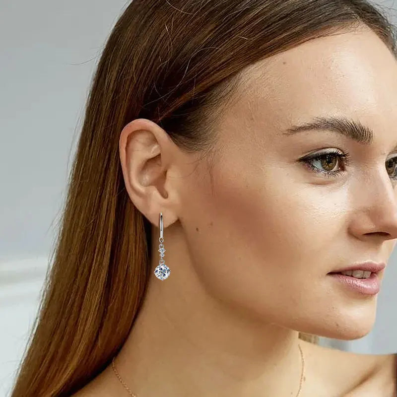 Sterling Silver Moissanite Dangle Drop Earrings