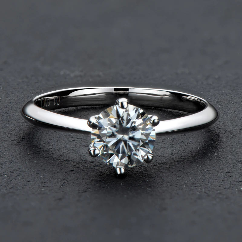 Round Moissanite Six Prong Solitaire Ring