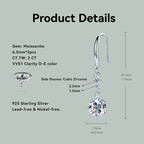 Sterling Silver Moissanite Dangle Drop Earrings