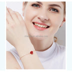 Rose Gold Chain Anklet with Red Rose and CZ