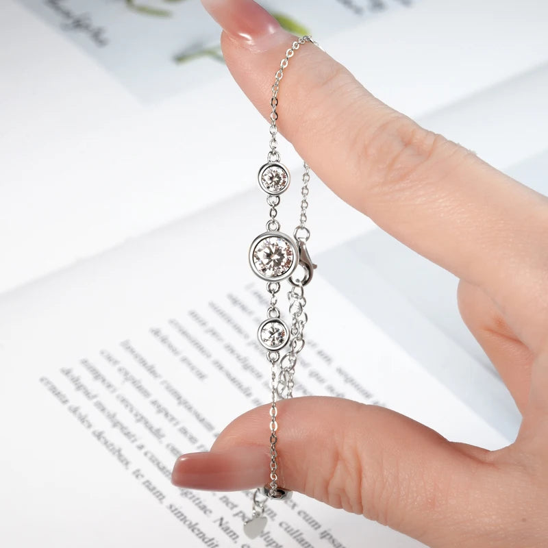 Two Stone Moissanite Adjustable Bracelet