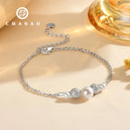 Pearl And Cubic Zirconia Double Chain Bracelet