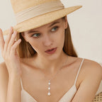 Three Pearl Drop Cubic Zirconia Necklace