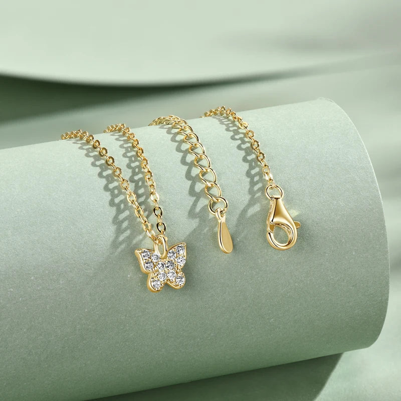 Butterfly Pendant Moissanite Dainty Chain Necklace