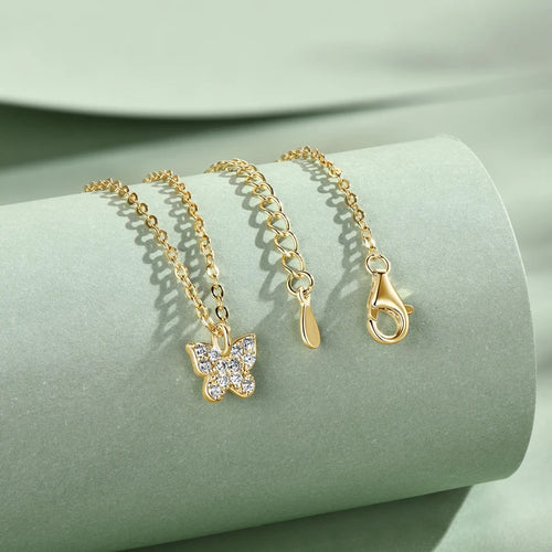 Butterfly Pendant Moissanite Dainty Chain Necklace