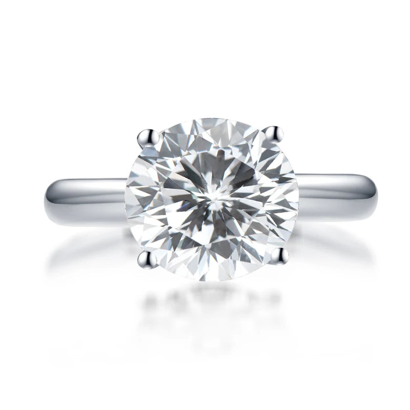 Round Cubic Zirconia Four Prong Solitaire Ring