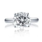 Round Cubic Zirconia Four Prong Solitaire Ring