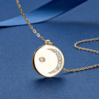 Dainty Disc Moon Star Gemstone Pendant Necklace