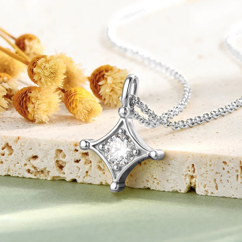 Moissanite Four-Point Star Pendant Necklace