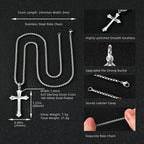 Men's Modern Silver Cross Rolo Chain Necklace