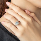 Moissanite Sunflower Halo Ring in Sterling Silver