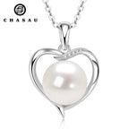 Heart Shaped Pearl and Stone Pendant Necklace with Chain